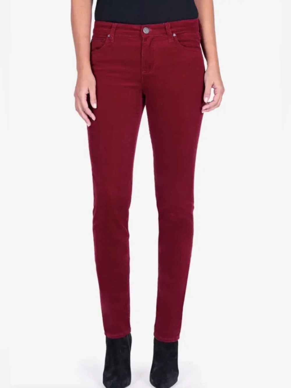 Kut from the Kloth Diana Skinny Corduroy Jeans 10 Burgundy